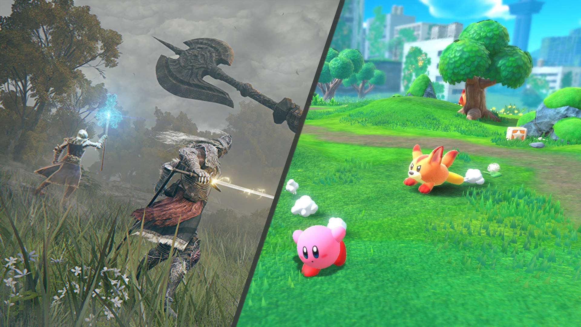 Left: Elden Ring Right: Kirby and the Forgotten Land